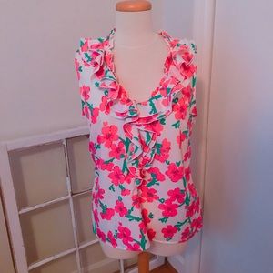 Lilly Pulitzer flower print blouse size medium